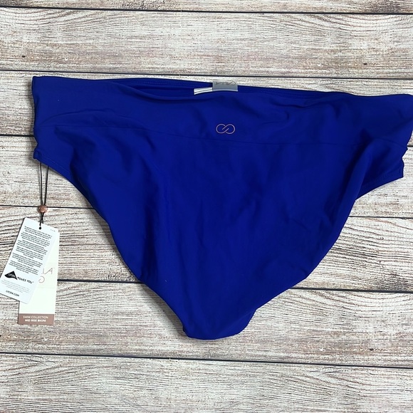 Calia Wide Band Mid Rise Jeweled Indigo Bikini Bottom NWT. - Picture 7 of 8